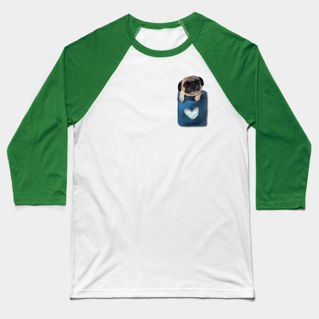 Pug in my Pocket Baseball T-Shirt by inshapeuniverse